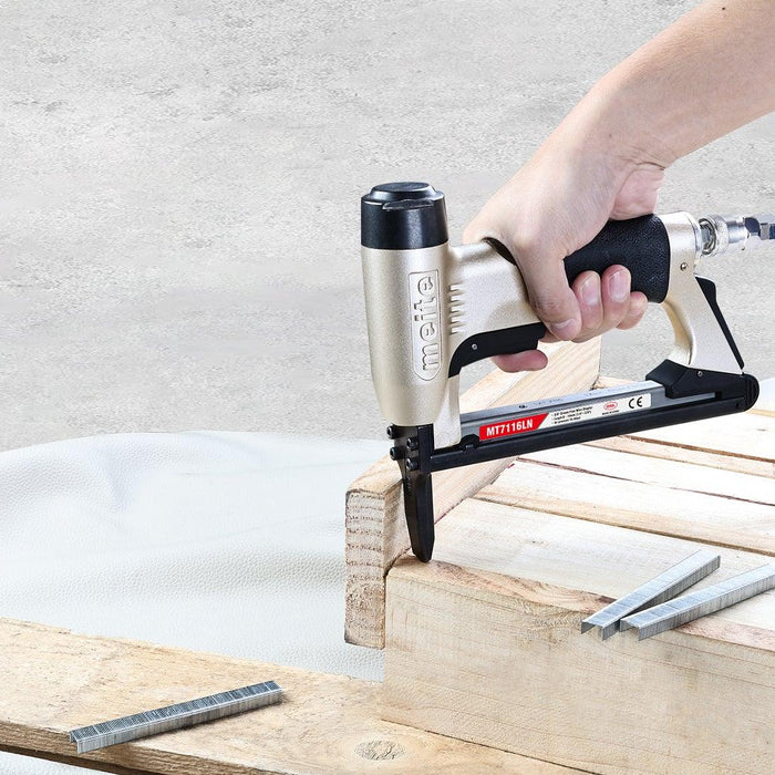 22 Gauge 71 Series Long Nose Pneumatic Upholstery Stapler: MT7116LN - MEITE USA