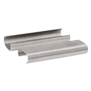 Two strips of Meite USA 14 gauge 1-1/2" crown 304 stainless steel hog rings displayed on a white background 