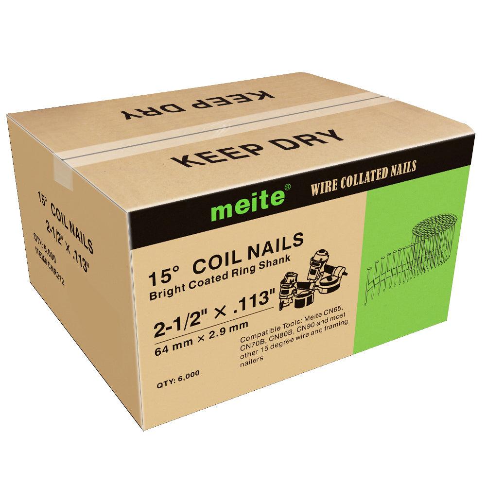 Meite USA 1-1/4'' to 3'' Coil Siding Nails for Framing, Decking