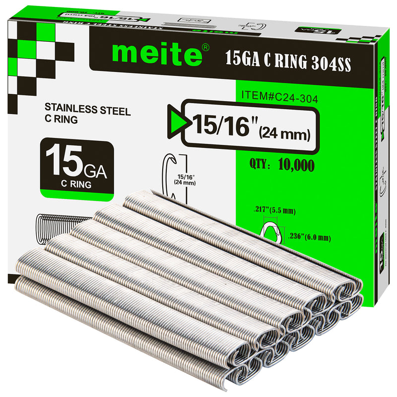 15Ga 3/4" Crown 304 Stainless Steel Hog Rings