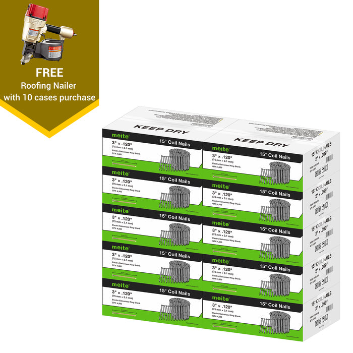 2'' to 3'' Coil Siding Nails in Bulk - Electro Galvanized Ring Shank