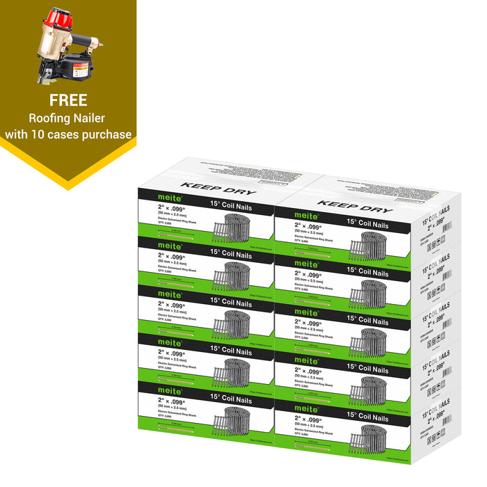 2'' to 3'' Coil Siding Nails in Bulk - Electro Galvanized Ring Shank