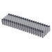 One strip of meite USA 1 inch crown 1/2 inch length Corrugated Fasteners on white background