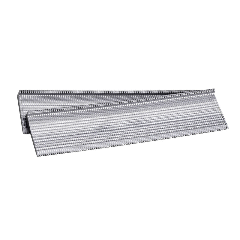 Meite USA 18Ga 1-1/4 inch length L-cleat flooring nails displayed in two strips on a white background