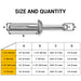 Chart displaying multiple sizes of Meite USA single 1/4" Diameter Hammer Drive Anchors with detailed specifications in a table format, including dimensions, diameters, and length options for easy comparison and selection.