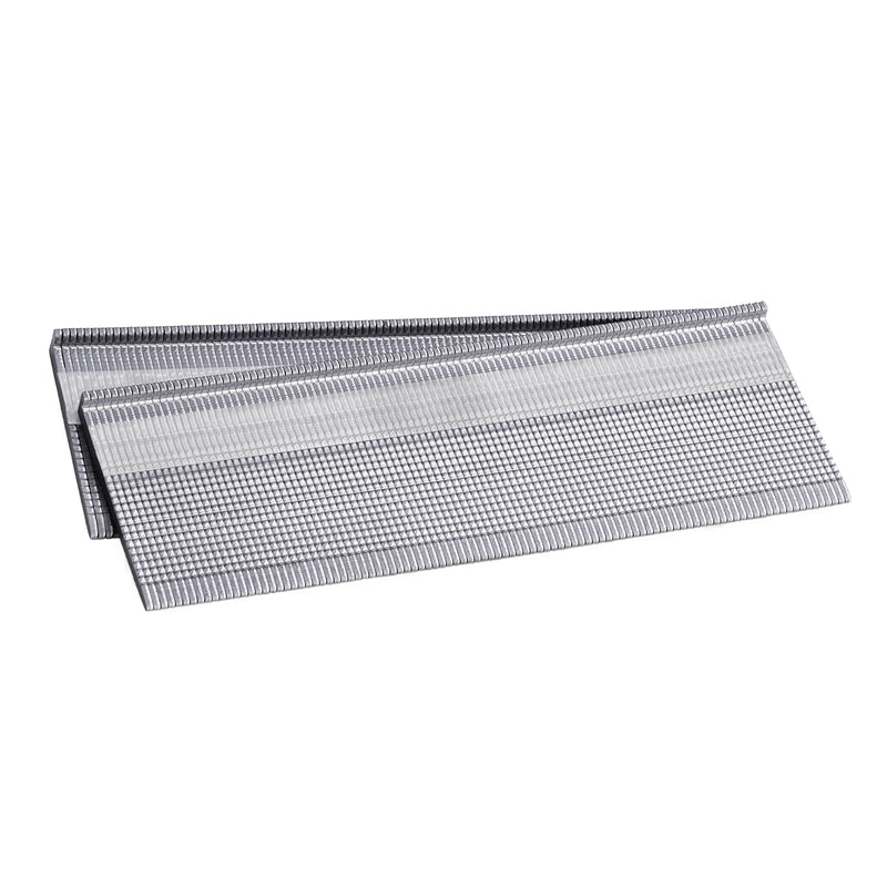 Meite USA 18Ga 1-3/4 inch length L-cleat flooring nails displayed in two strips on a white background