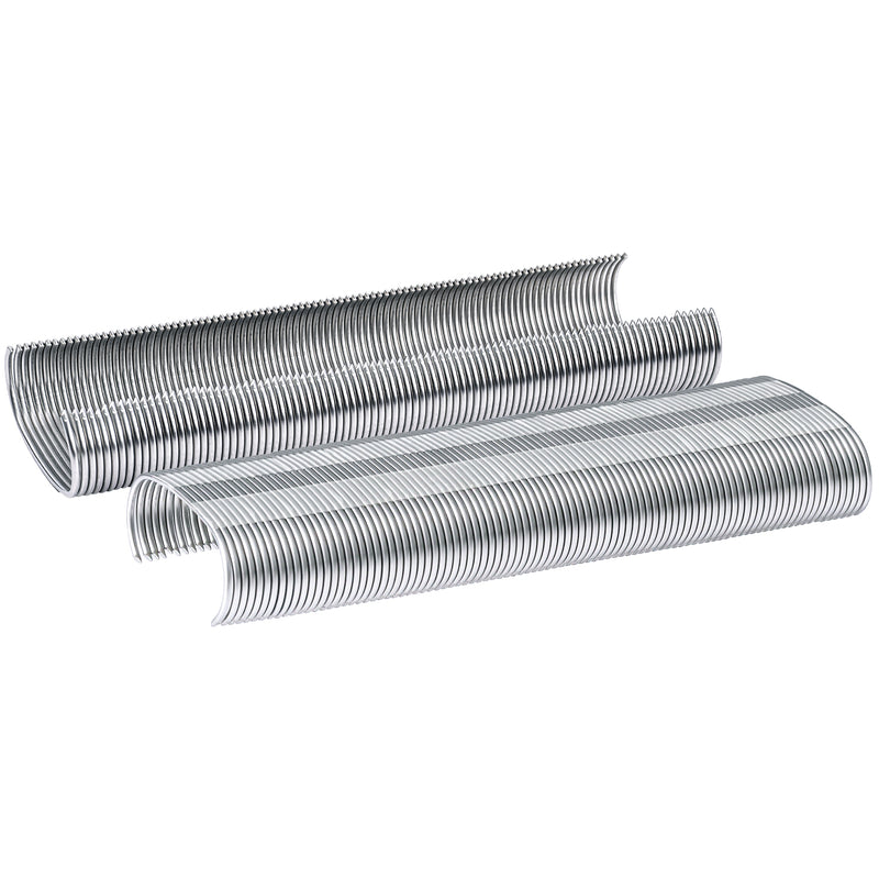 Two strips of Meite USA 14 gauge 2-1/4" crown hog rings displayed on a white background 