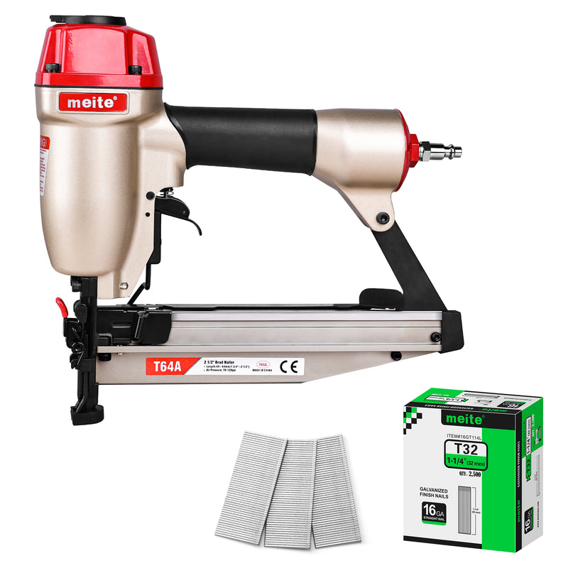 T64A 16Ga Pneumatic Finish Nailer 1-1/4" to 2-1/2" Length