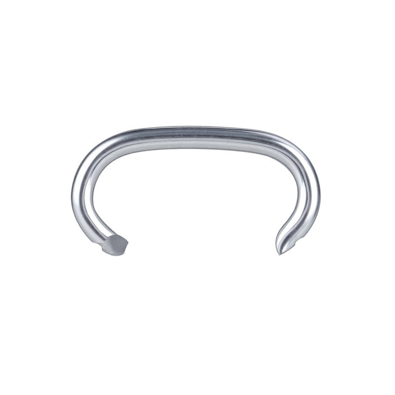 Meite USA 16 gauge 1/2" crown hog rings displayed individually on a white background