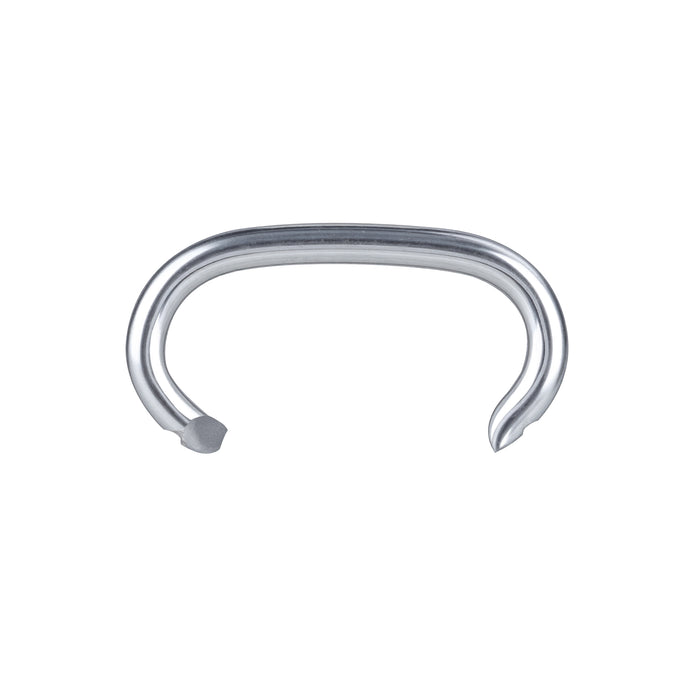 Meite USA 16 gauge 1/2" crown hog rings displayed individually on a white background