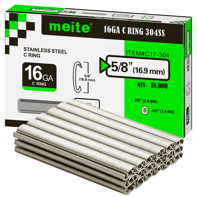 16Ga 1/2" Crown 304 Stainless Steel Hog Rings