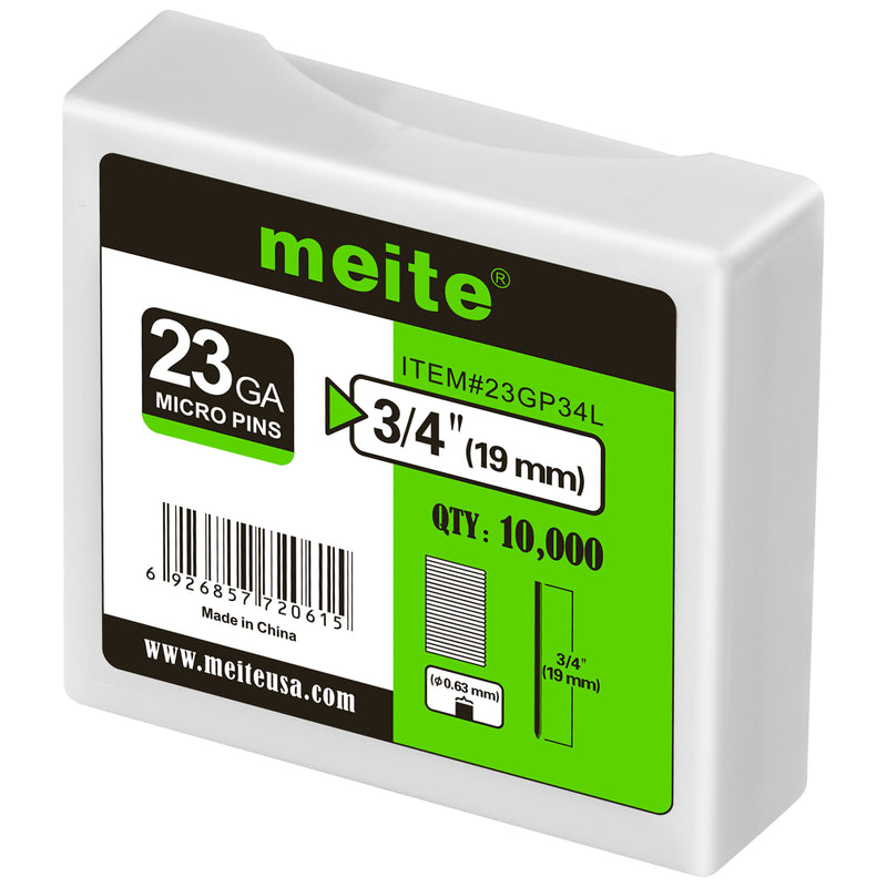 One box pack of meite USA 23 gauge 3/4 inch length pin nails, 10000 piece 