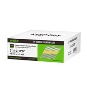 Meite USA 30-degree ring shank framing nails box displayed on a white background