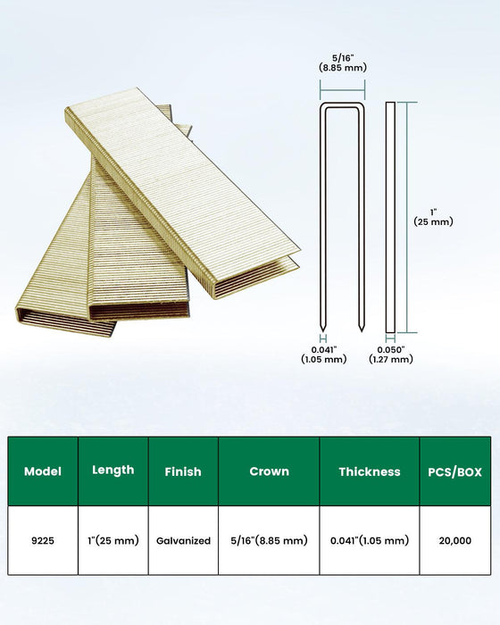 18 Gauge 92 Series 5/16" Crown 1" Length Mattress Medium Wire Staples - MEITE USA