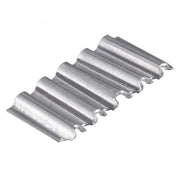 Meite USA single 1" Crown Corrugated Fasteners on white background, showing sharp point