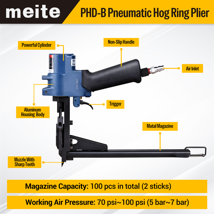 meite PHD-B Pneumatic Hog Ring Plier 