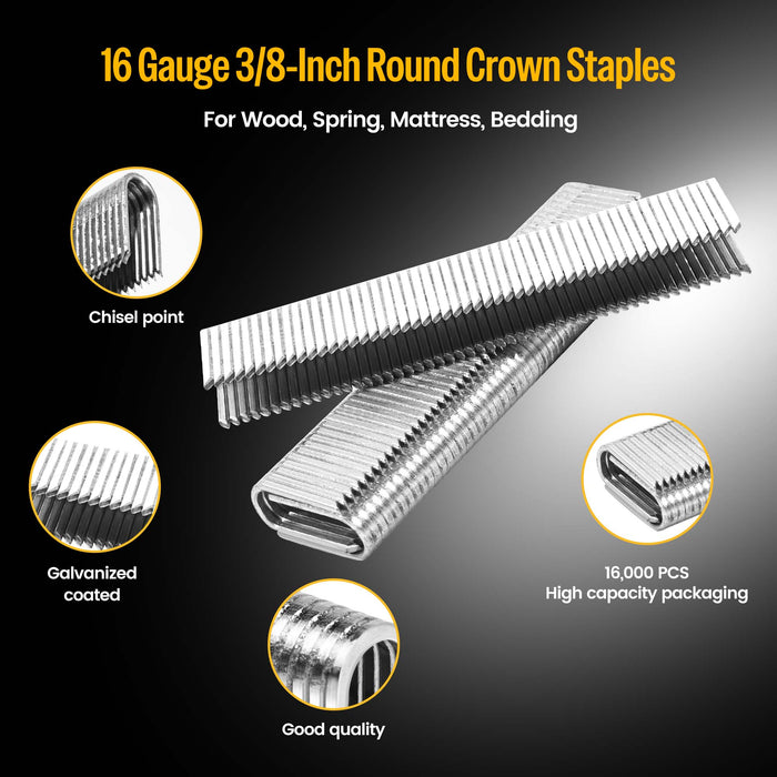 16Ga 3/8'' Round Crown Staples 3/4'' Length
