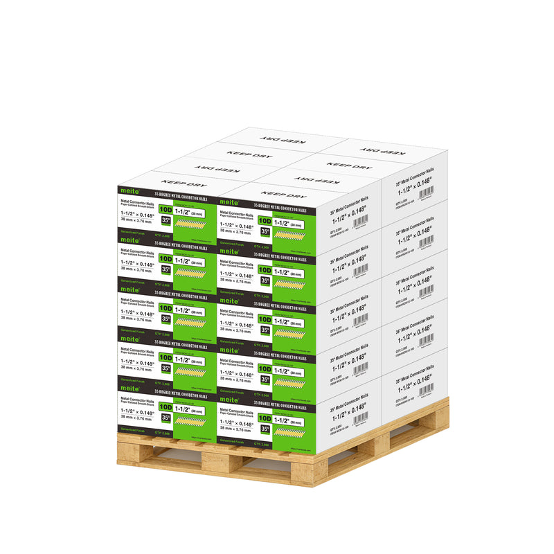 Meite USA metal connector nails, with 20 boxes at 2000 pieces per box, displayed on a white background