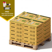 Meite USA 14 gauge 2 1/2 inch length concrete T nails, 20 cases at 10 boxes per case, 80000 pcs in total, displayed with one included 14 gauge concrete Nailer on a white background