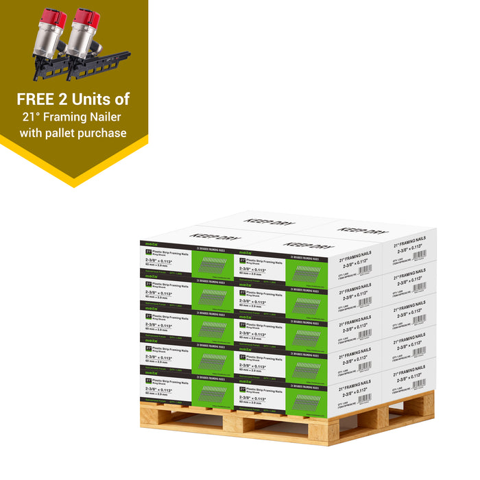 21 Degree Offset Round Head Framing Nails Pallet with Framing Nailer