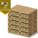 Meite USA 18 gauge 1/4 inch crown staples in 1 inch length, 20 cases at 10 boxes per case, displayed with one included 18 gauge upholstery stapler on a white background