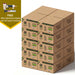 Meite USA 18 gauge 1/4 inch crown staples in 3/4 inch length, 20 cases at 10 boxes per case, displayed with one included 18 gauge upholstery stapler on a white background