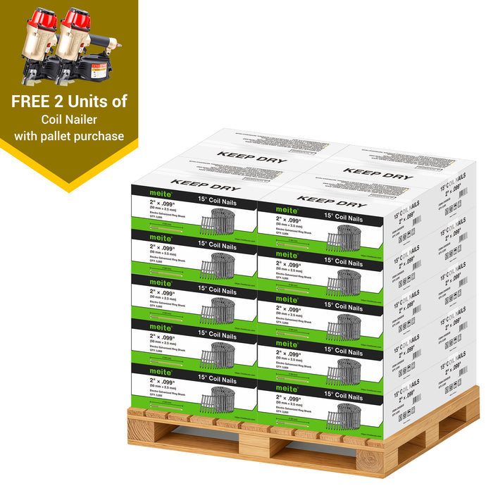 2'' to 3'' Coil Siding Nails in Bulk - Electro Galvanized Ring Shank