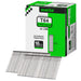 One box pack of meite USA 16 gauge 2 1/2 inch length finish nails, 2500 pieces, showing with two strips brad nails on white background
