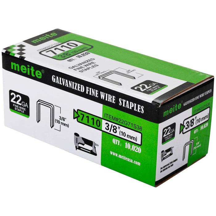 22 Gauge 71 Series 3/8" Crown 3/16" to 5/8" Length Galvanized Fine Wire Staples - MEITE USA