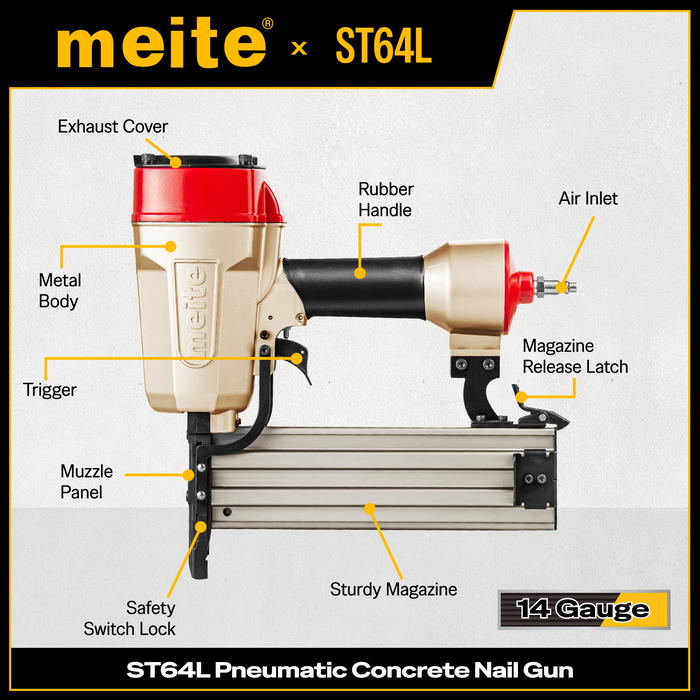 ST64L 14Ga Long Nose Pneumatic Concrete Nailer