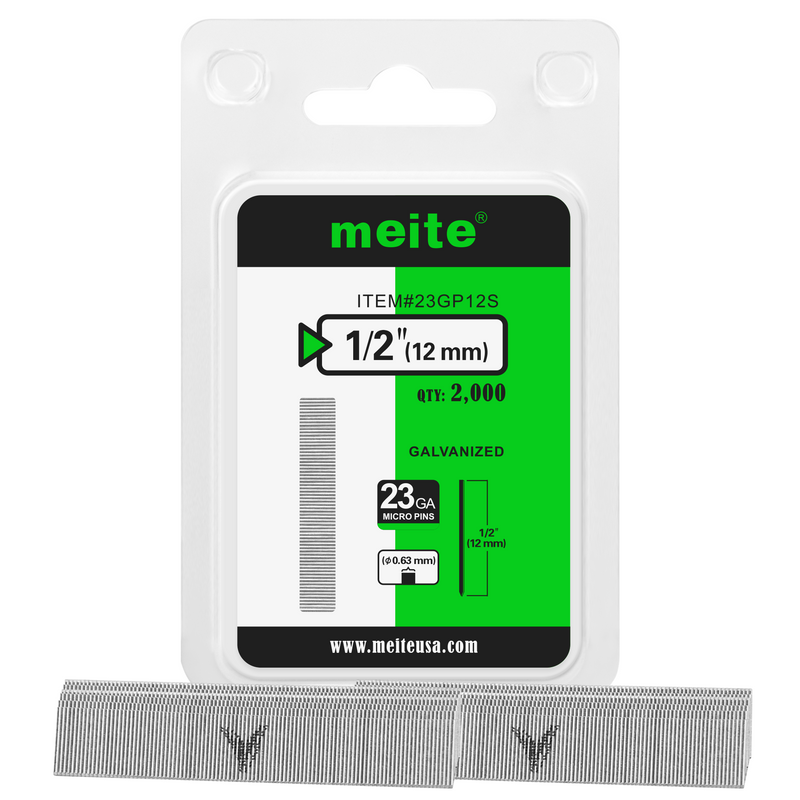 One blister pack of meite USA 23 gauge 1/2 inch length pin nails, 2000 piece 