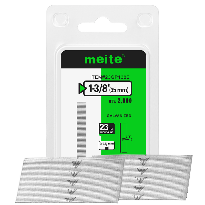 One blister pack of meite USA 23 gauge 1 3/8 inch length pin nails, 2000 piece 