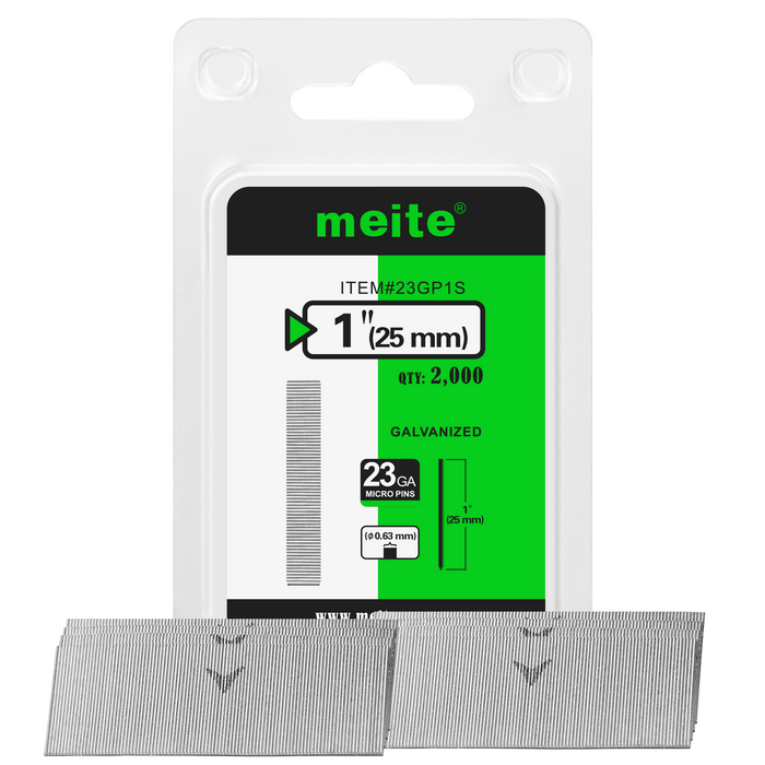 One blister pack of meite USA 23 gauge 1 inch length pin nails, 2000 piece 