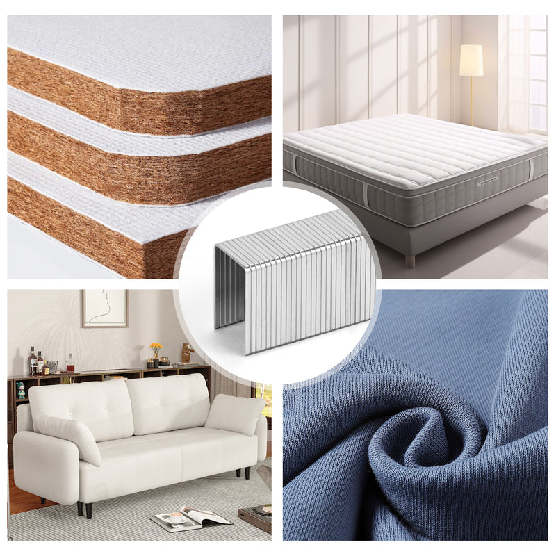 Application of meite USA 20GA 1/2'' crown upholstery staples such as thin wood board, mattress, sofa, fabric, etc.