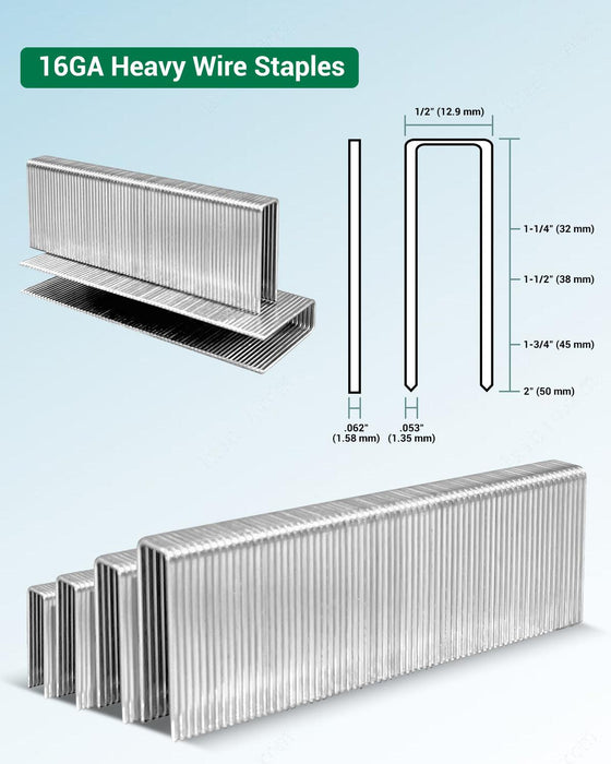 16GA 1/2" Crown 1-1/4" to 2" Leg Length Galvanized Staples--GS16 - MEITE USA