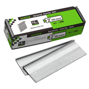 Meite USA 18Ga 2 inch length L-cleat flooring nails packaging box with with two strips flooring nails on white background