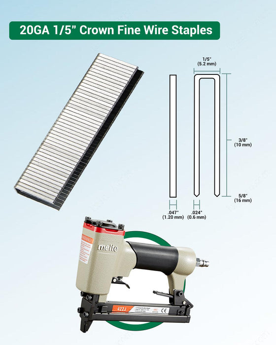 20 Gauge J4 Series 1/5" Crown 3/8" to 5/8" Length Staples Fine Wire Staples - MEITE USA
