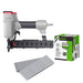 Overview of the meite USA 440KB 18Ga 1/4'' Crown Pneumatic Upholstery stapler, shown with included one box of compatible staples.