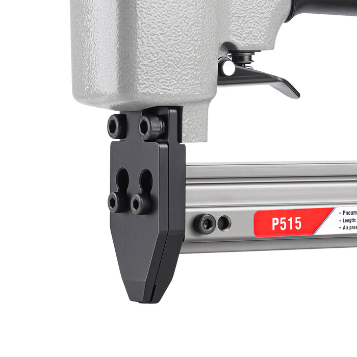 Close-up view of meite USA Pneumatic Point Driver metal muzzle for driving the flexible points.