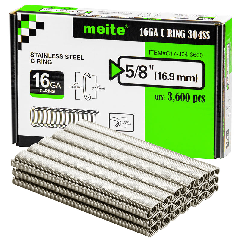 16Ga 1/2" Crown 304 Stainless Steel Hog Rings