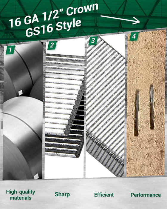 16GA 1/2" Crown 1-1/4" to 2" Leg Length Galvanized Staples--GS16 - MEITE USA