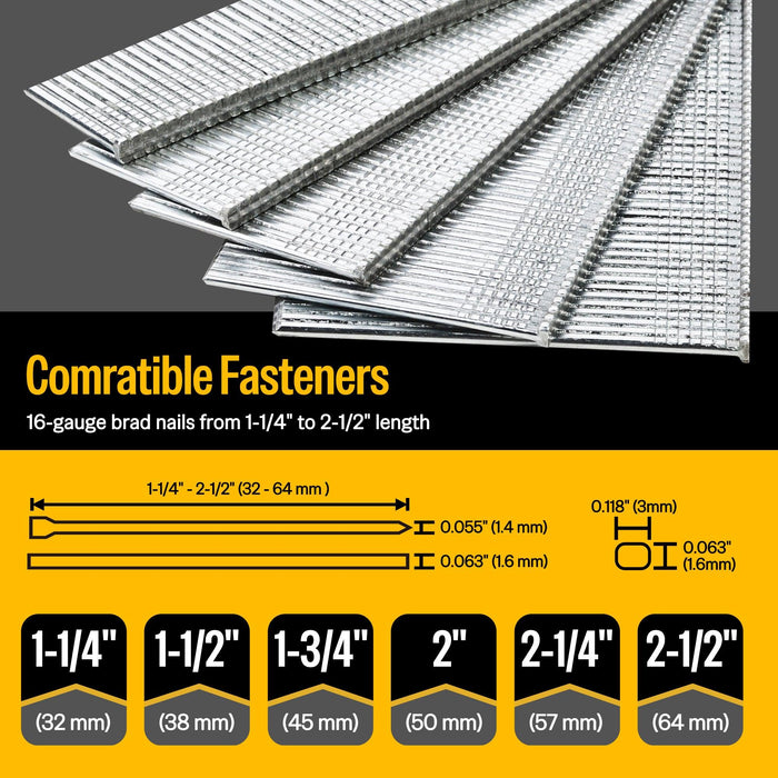 T64A 16Ga Pneumatic Finish Nailer 1-1/4" to 2-1/2" Length