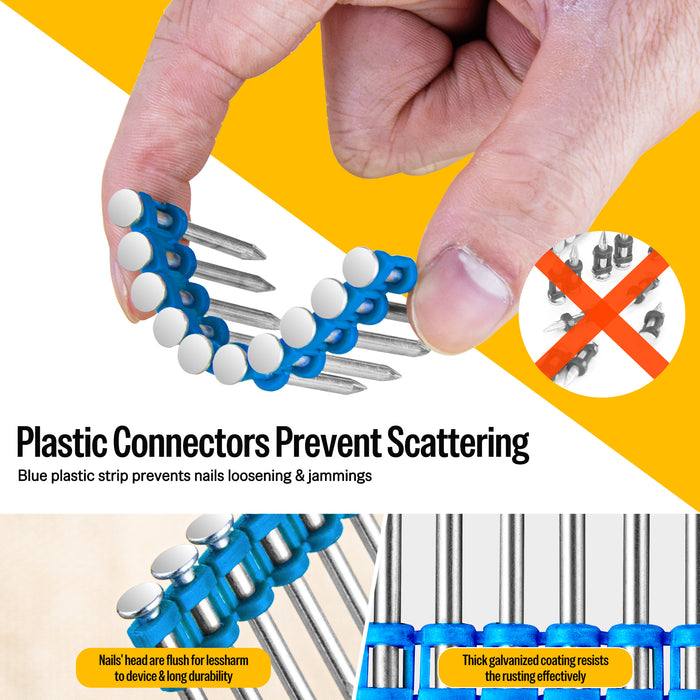 12Ga Plastic Collated Concrete Nails 7/8" to 1-1/2" Length