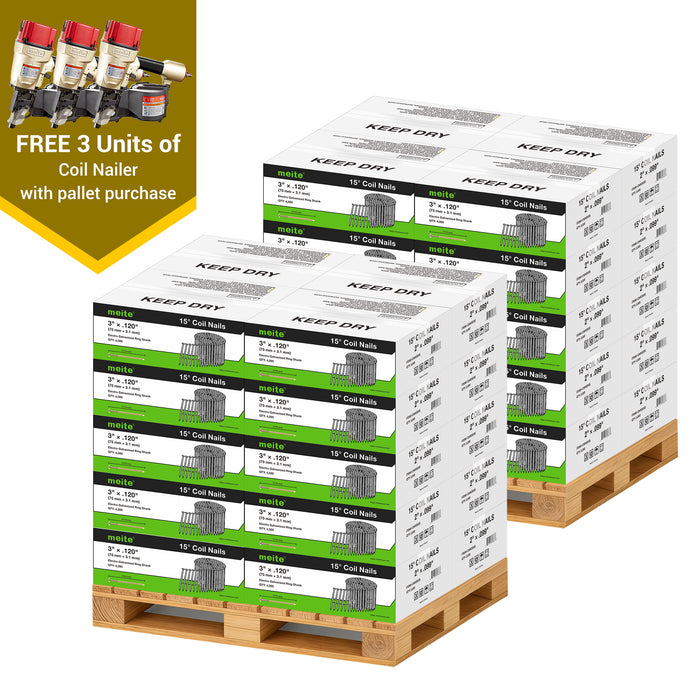 2'' to 3'' Coil Siding Nails in Bulk - Electro Galvanized Ring Shank