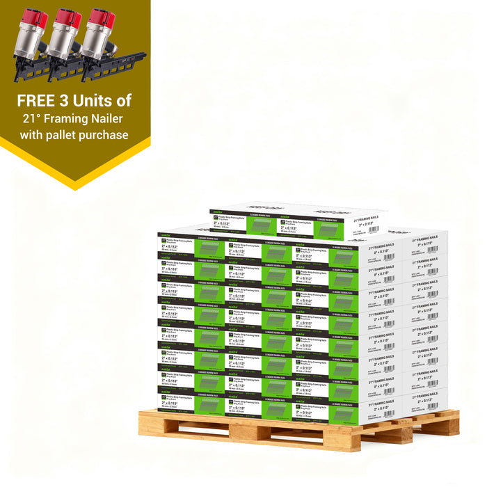 21 Degree Offset Round Head Framing Nails Pallet with Framing Nailer