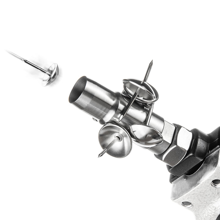 Close-up of the magnetic sleeve of meite USA 1170 decorative tack nailer.