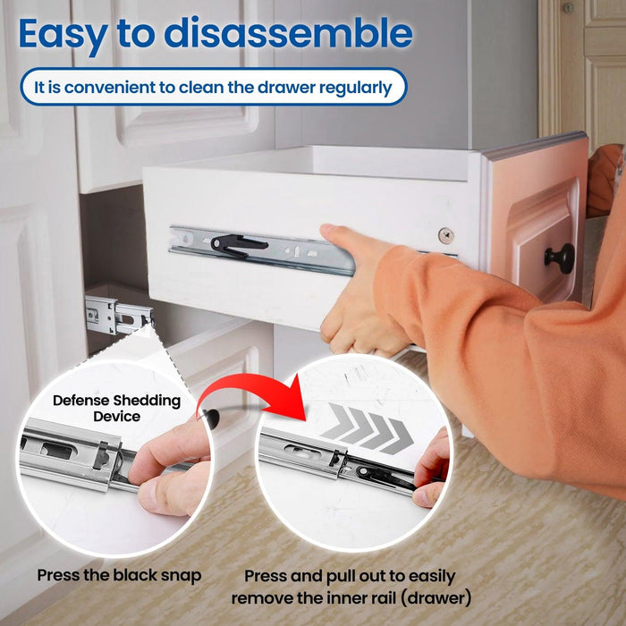 Soft Close Sidemount Drawer Slides 10-22 Inches Full Extension Ball Bearing - MEITE USA