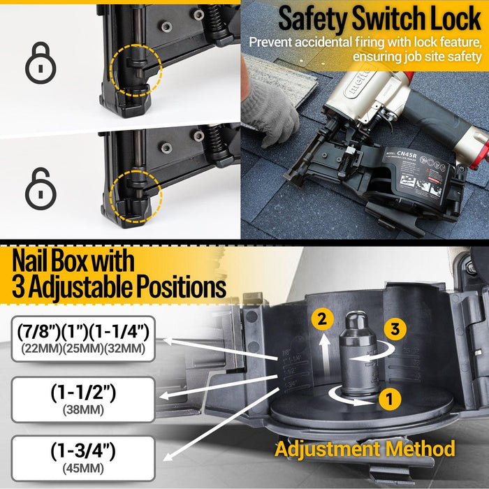 CN45R 1-3/4‘’ Pneumatic Coil Roofing Nailer