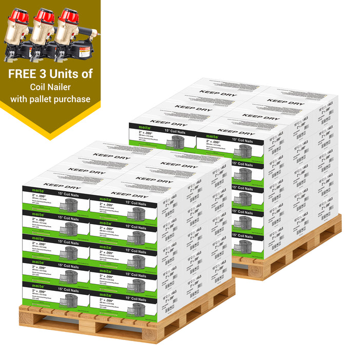 2'' to 3'' Coil Siding Nails in Bulk - Electro Galvanized Ring Shank