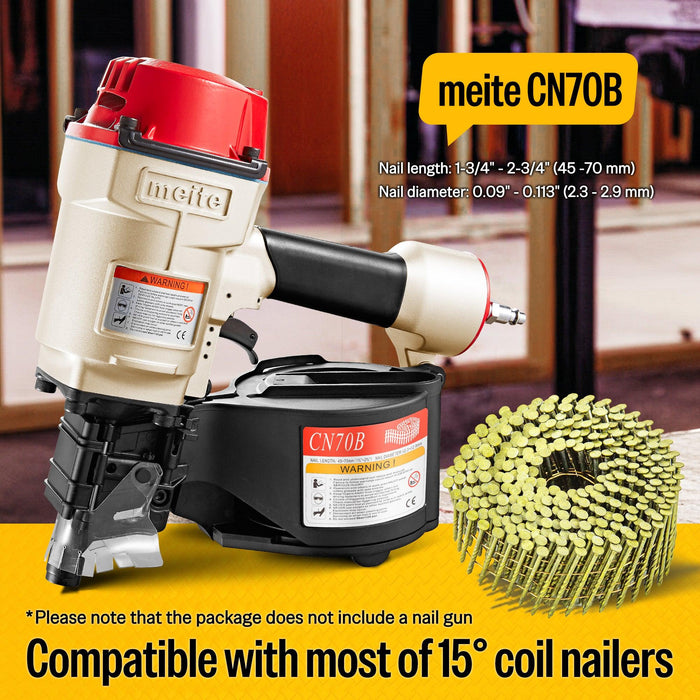 2" x .099" Coil Siding Nails - Bright Yellow Coating Screw Shank